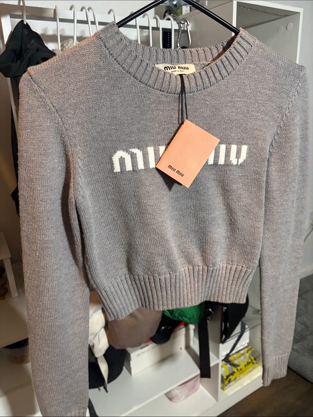 Copy- Miu Miu Cashmere Gray Crew Neck Sweater.. 100% Wool